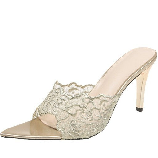 Womens Fish Mouth Lace High Heel Sandals