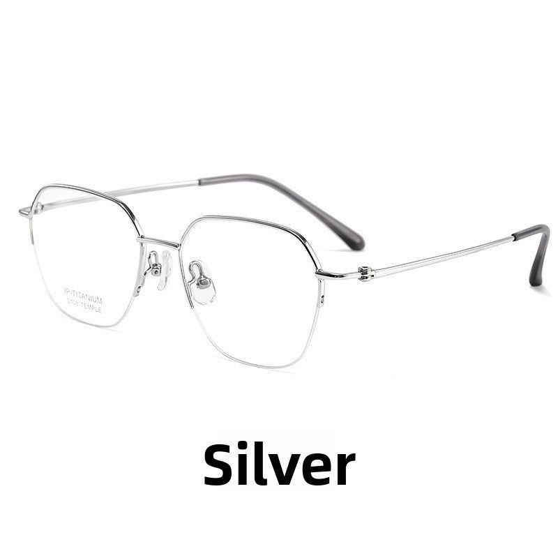 Retro Polygonal Pure Titanium Half-Rim Eyeglass Frame