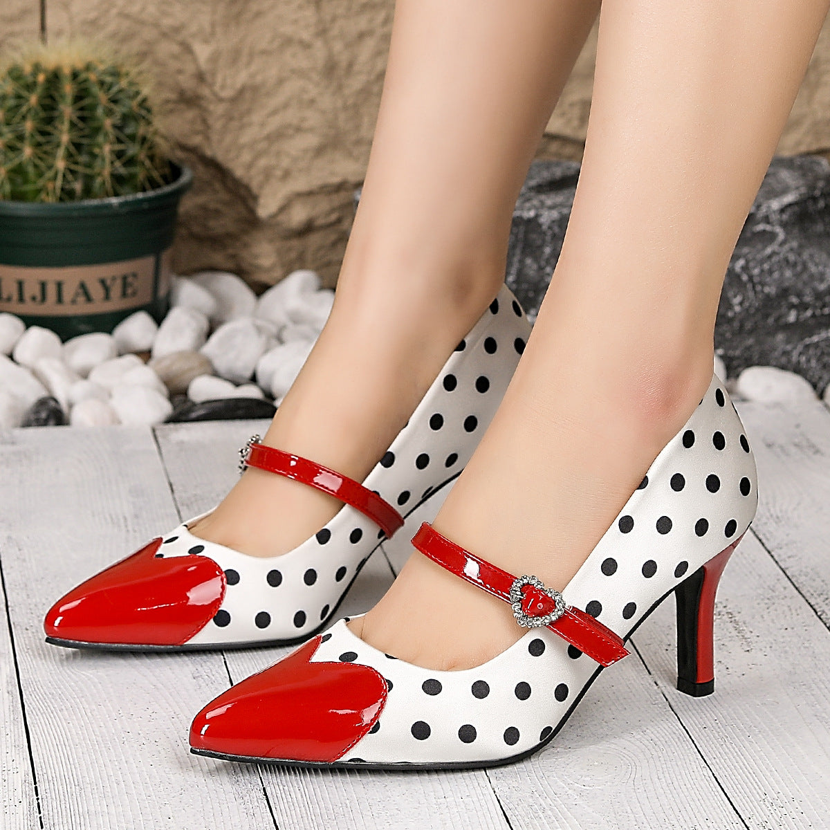 Womens Color Block Slip On High Heels