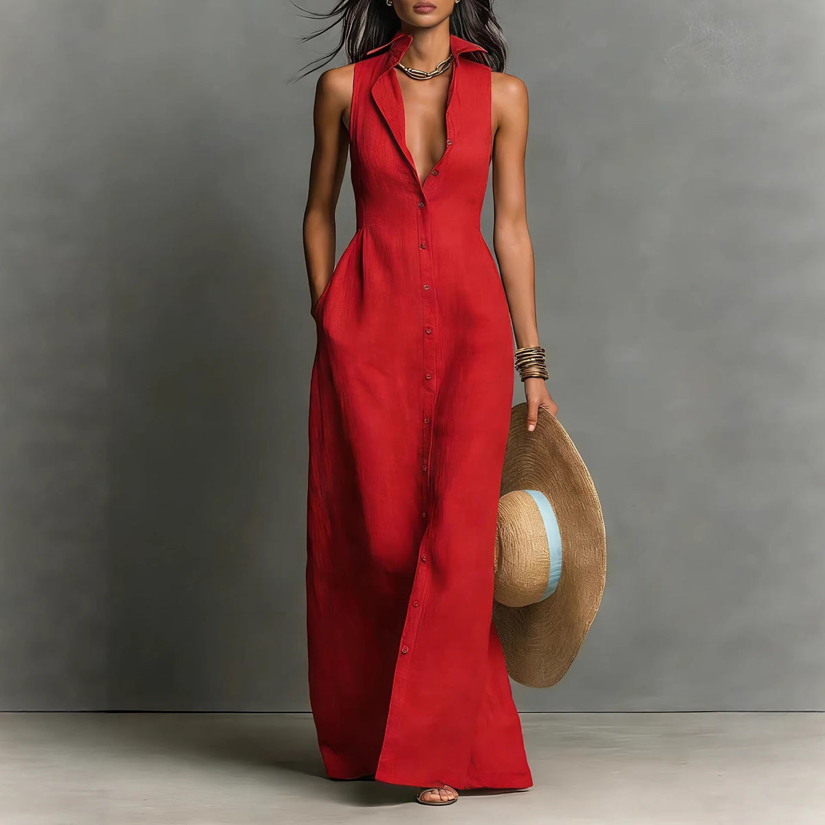Sleeveless blouse-style dress