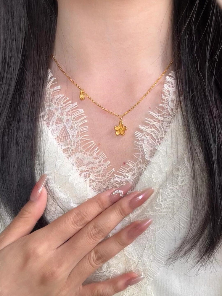 Cherry Blossom Gold Plated Necklace
