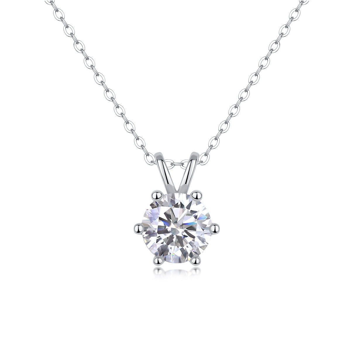 Sterling Silver Moissanite Geometric Pendant Necklace