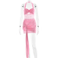 Womens Hollow Lace Halter Neck Dress