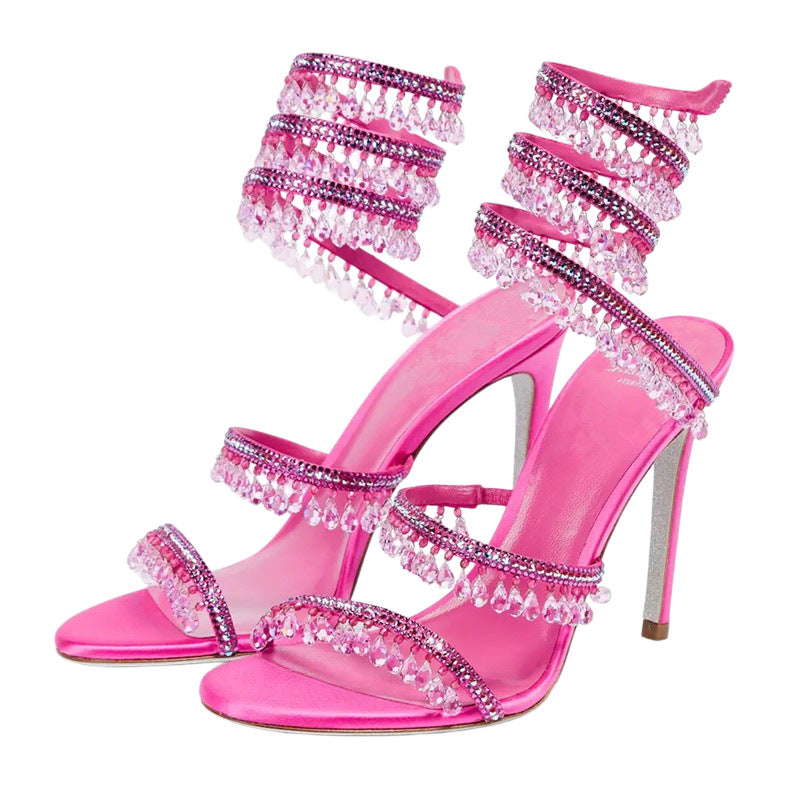 Women's glitter-studded ankle strap sandals