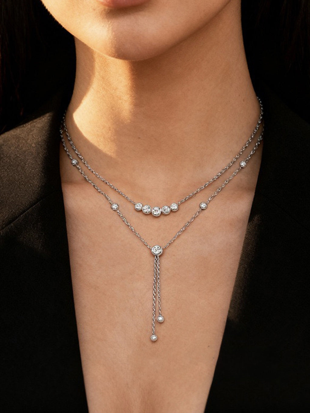 Moissanite Layered Tassel Necklace