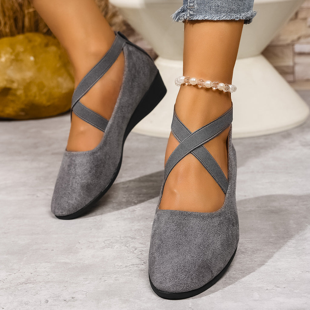 Women's Pointed Toe Suede Wedge Heel Casual Single Shoes