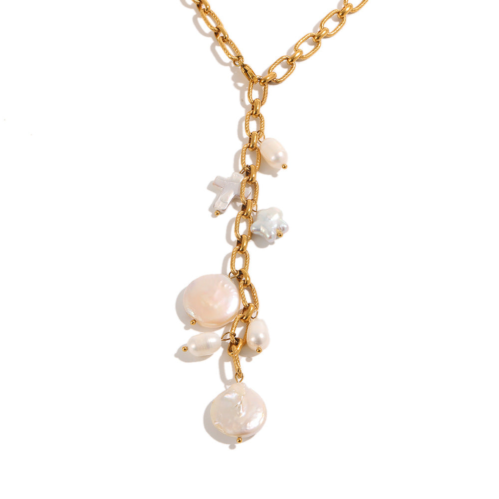 Vintage Geometric Pearl Tassel Necklace