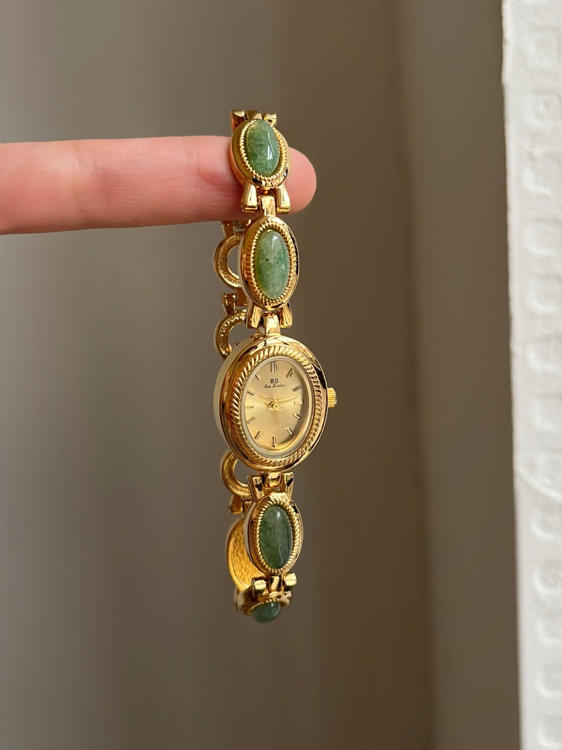 Oval Jade Dial Bracelet Watch Women
