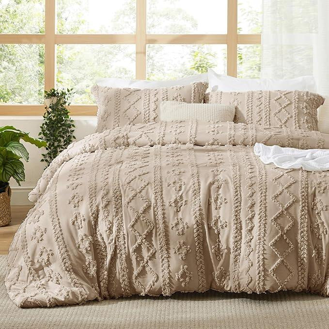 Brushed Solid Color Tufted Bohemian Bedding Set