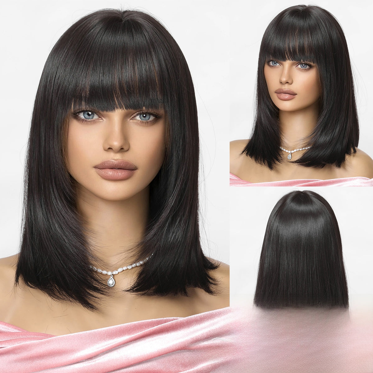 Short Straight Hair Wig with Bangs