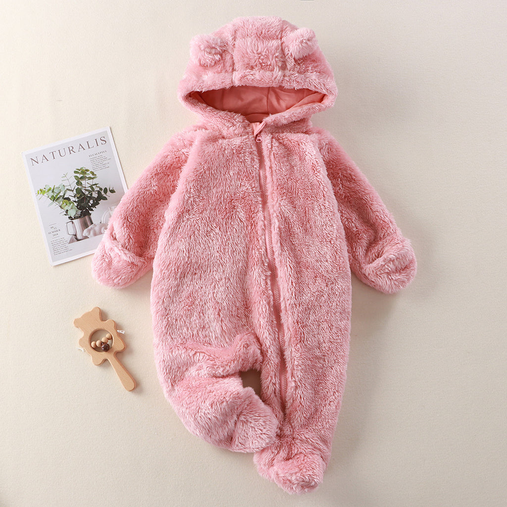 Infant Plush Jumpsuit with Hand and Foot Coverage