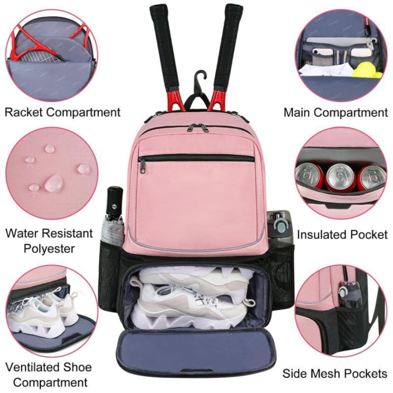 Sports Racket Backpack with Shoe Compartment