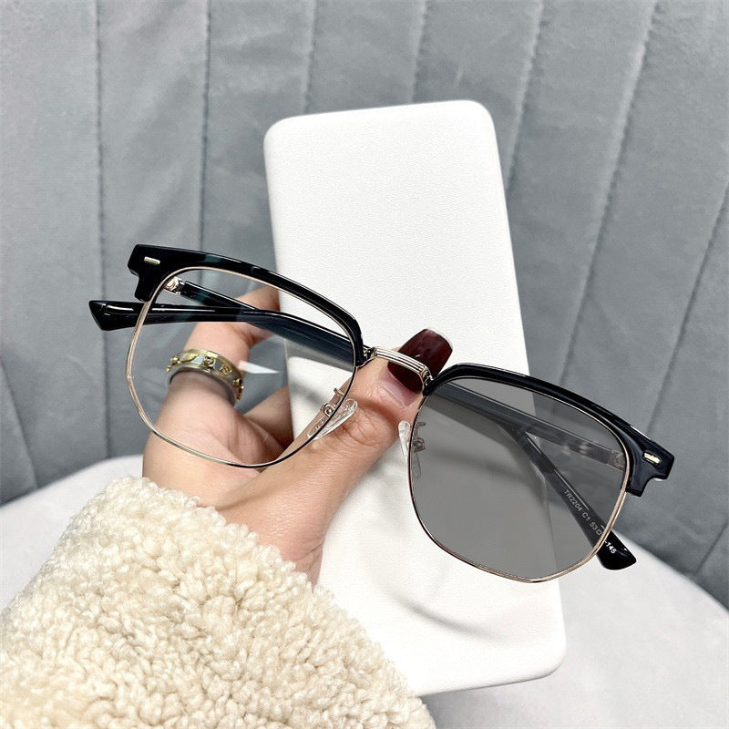 Photochromic Half-Frame Glasses with Anti-Blue Light