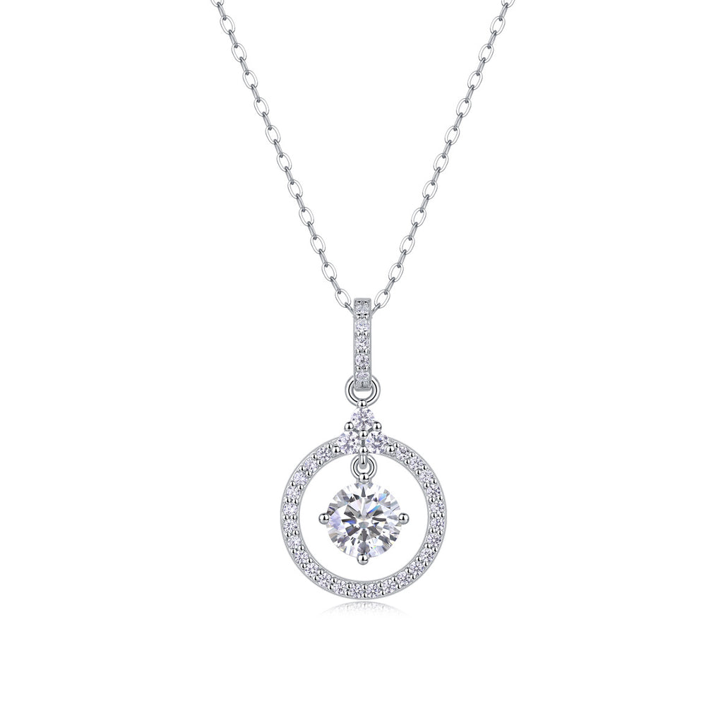 Sterling Silver Moissanite Geometric Pendant Necklace