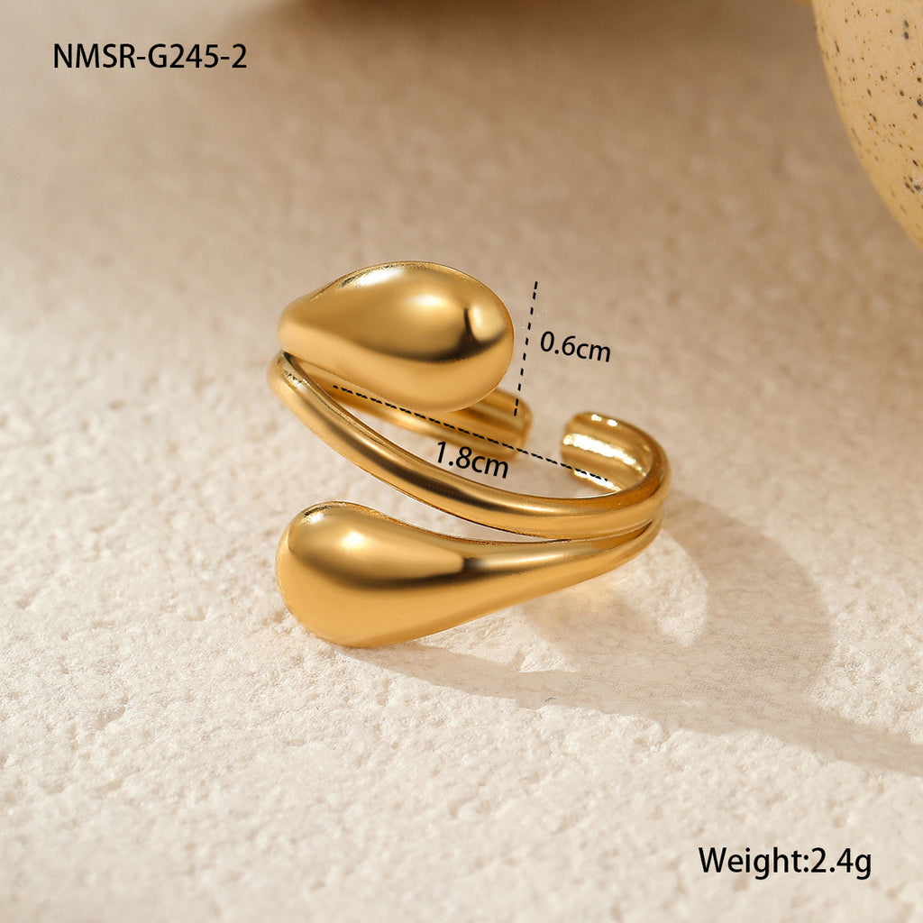 Stainless Steel Gold Plated Geometric Ring