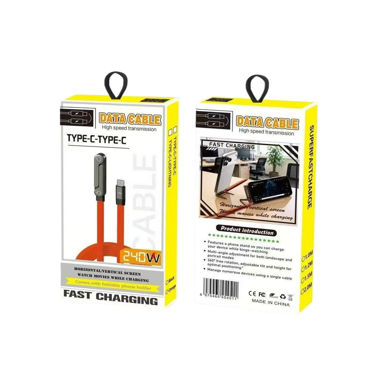 240W Bracket Data Cable Suitable for Apple 15, 16, 17, Huawei Tablets, Fast for Mobile Gaming