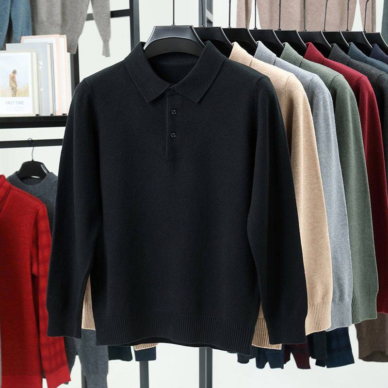Mens Wool Blend Knitted Polo Shirt