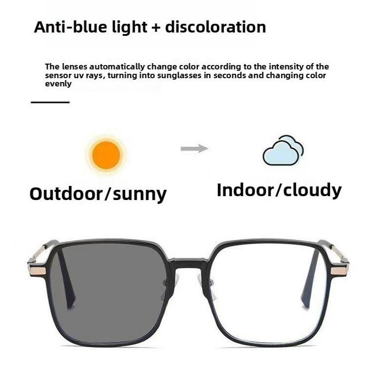 Photochromic Blue Light Blocking Square Glasses