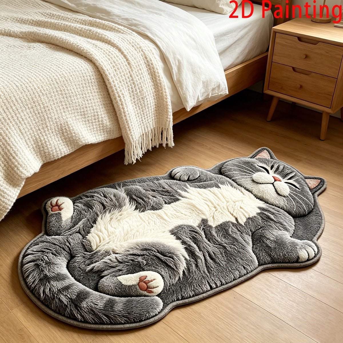 Diatomaceous Earth Floor Mat with Sleeping Cat Design