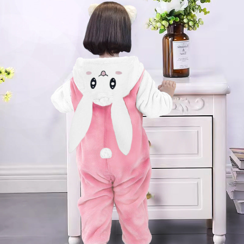 Baby Dinosaur Jumpsuit Warm Flannel Romper