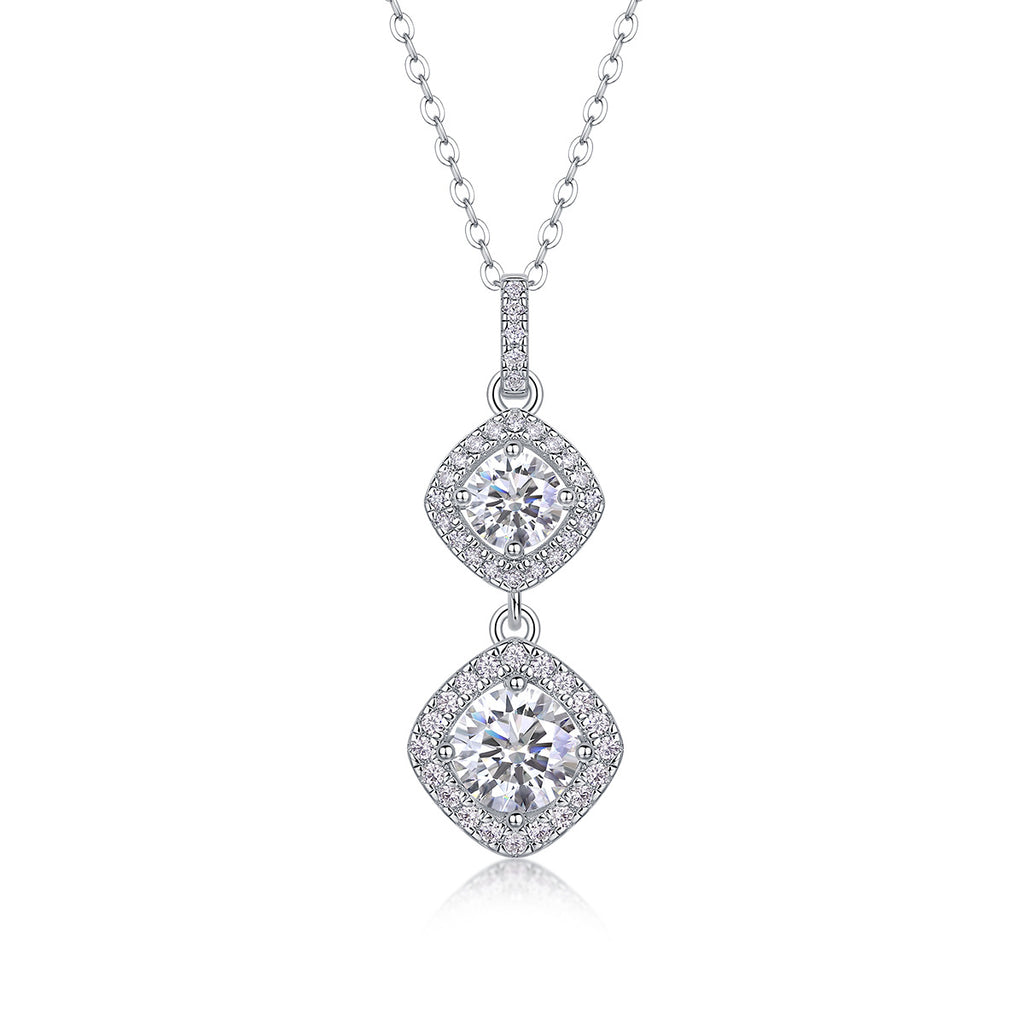 Sterling Silver Moissanite Geometric Pendant Necklace