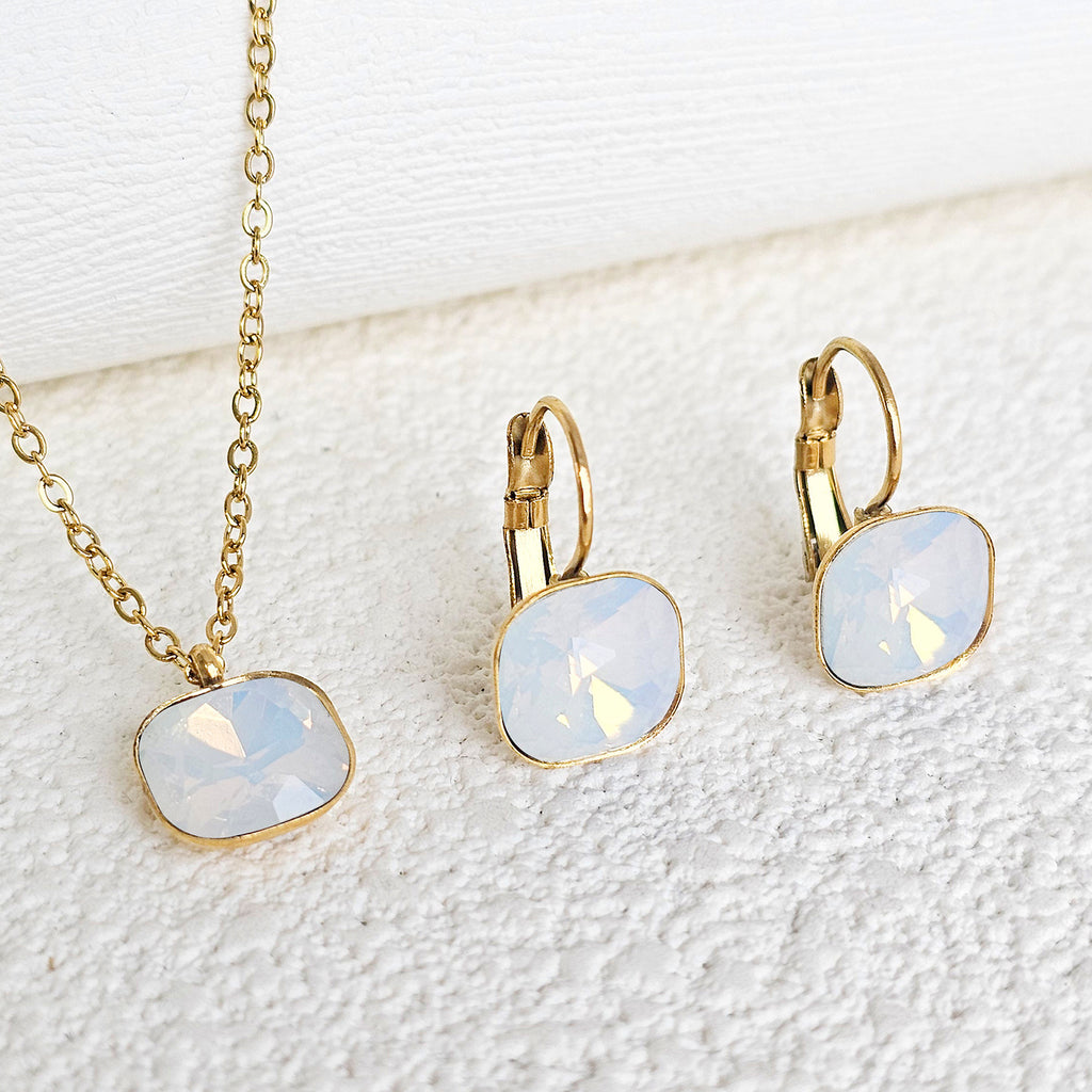 Square Zircon Jewelry with Gold Plated Finish