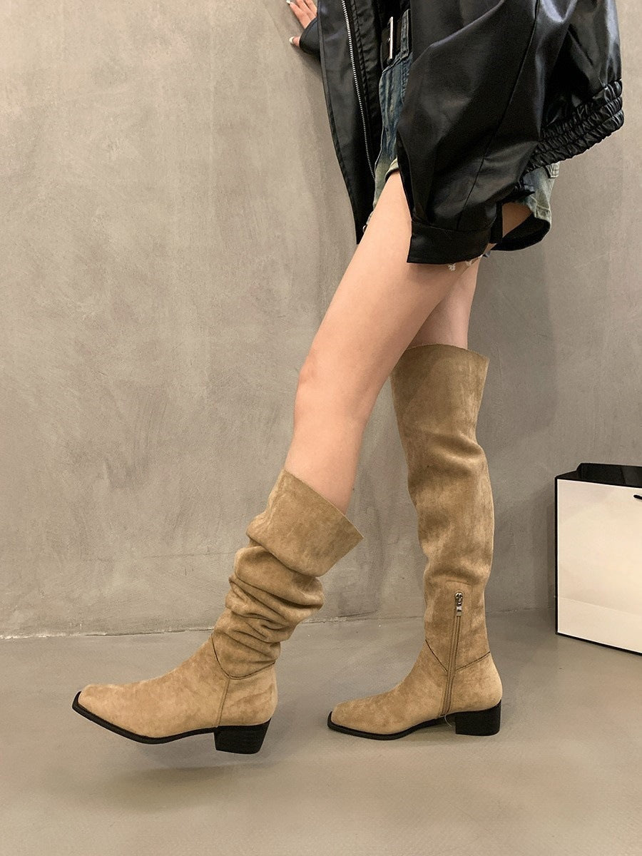 Womens Suede Over-the-Knee Boots