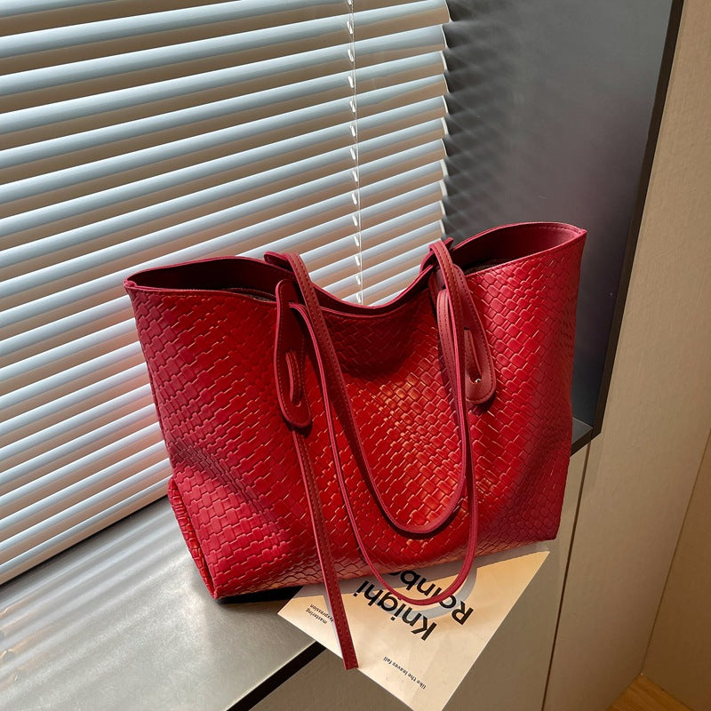 Woven Shoulder Tote Bag