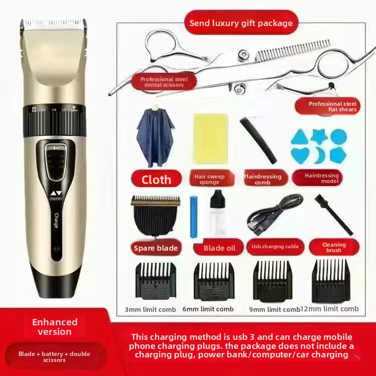 Rechargeable Electric Hair Clipper with Ceramic Blades