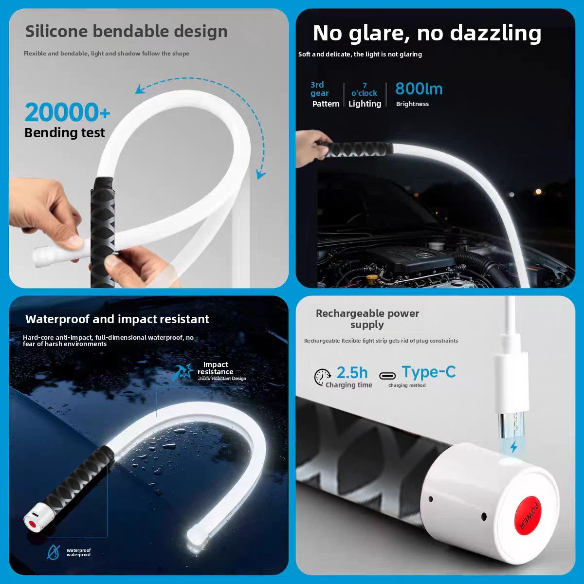 Flexible LED Light Strip for Car Repair and Outdoor Use
