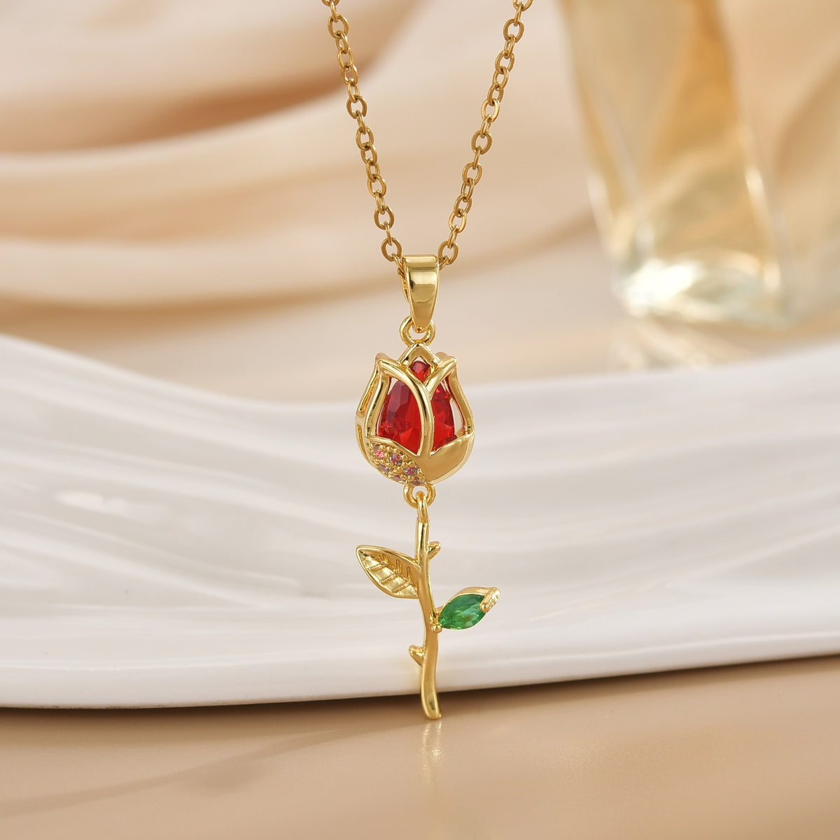 Tulip Flower Design Titanium Steel Necklace