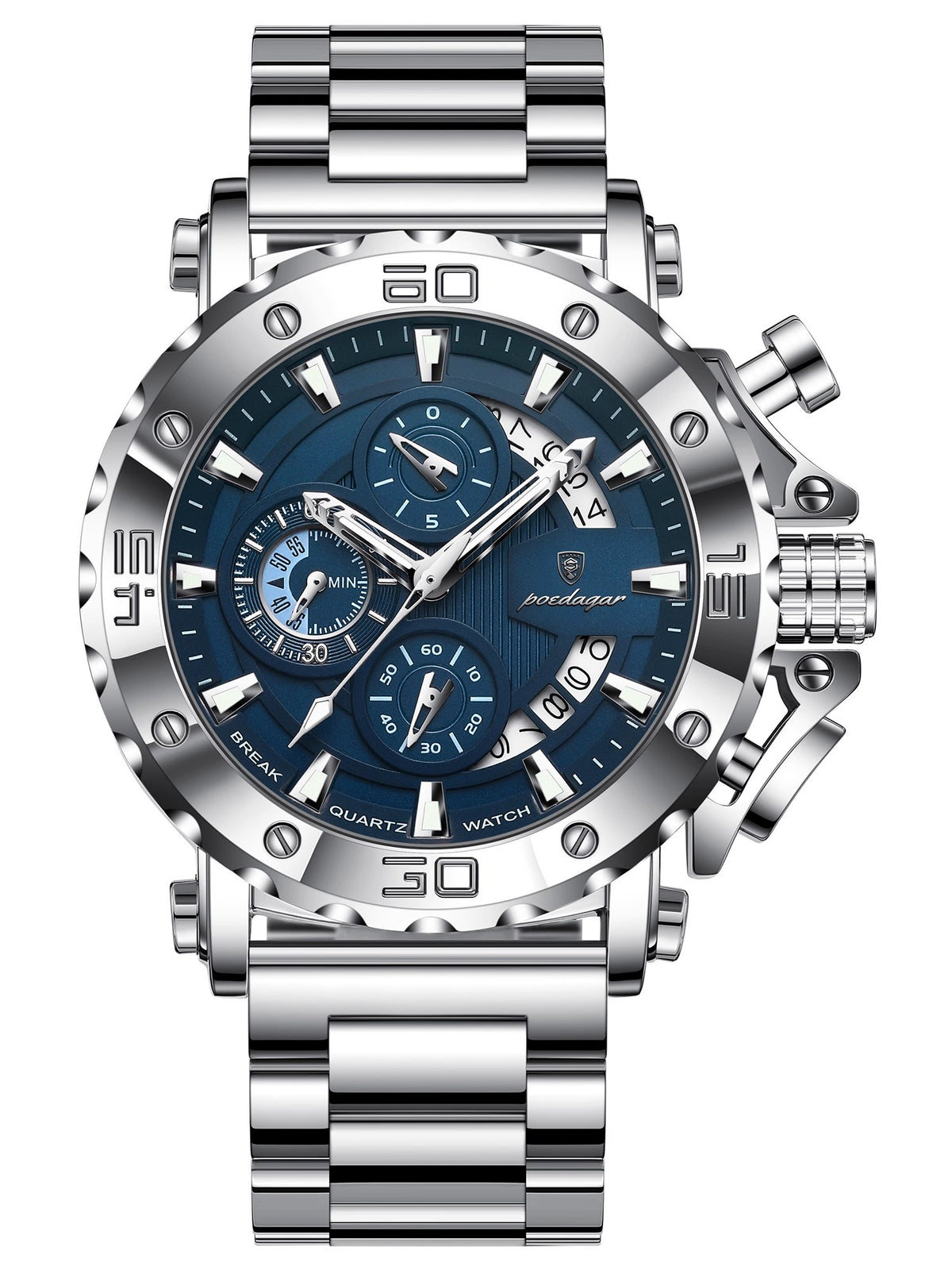 Swiss Men's Quartz Watch with Luminous Display and Waterproof Design