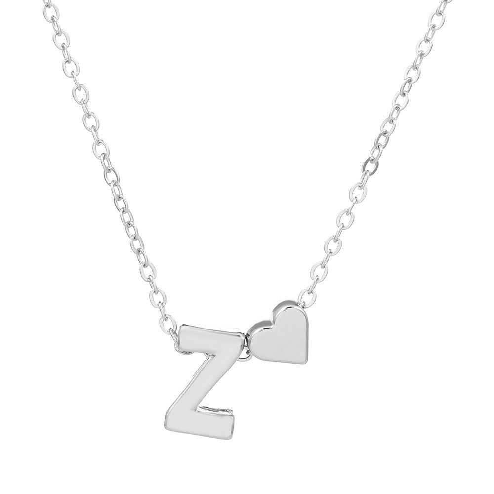 Heart Letter Necklace and Bracelet Set