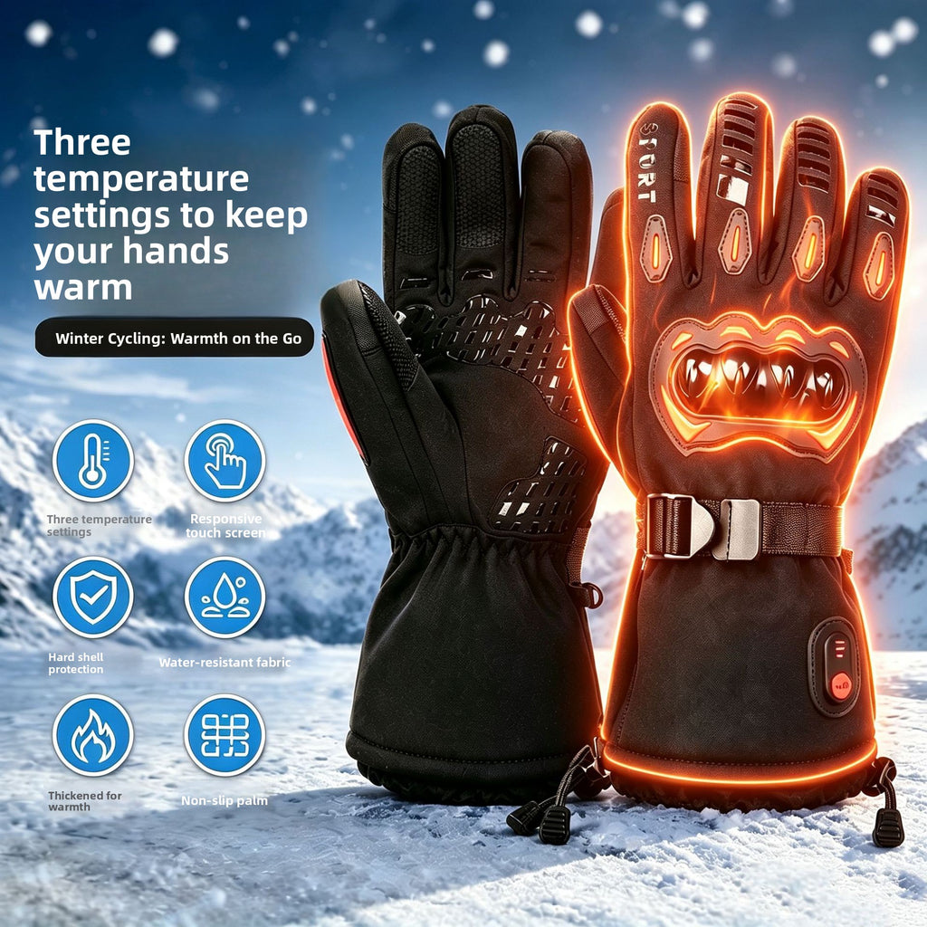 Rechargeable 7.4V Electric Heated Gloves Windproof Thermal Cycling Skiing Winter Outdoor Sport Gloves