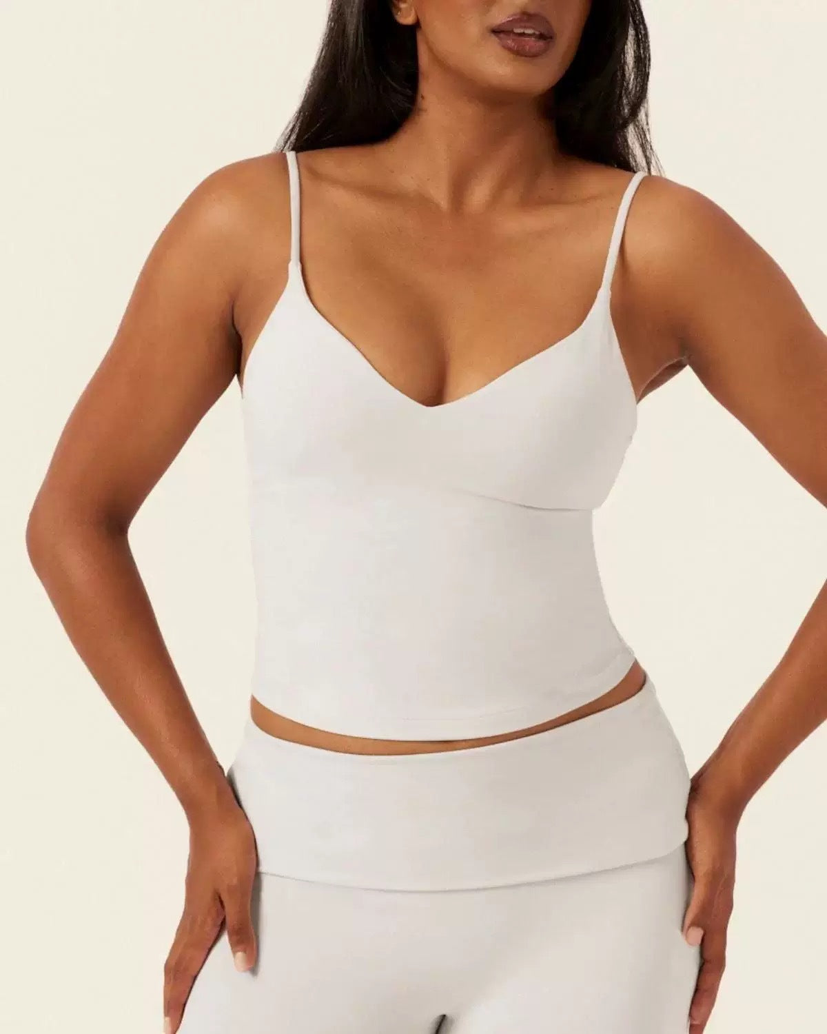 V-Neck Yoga Vest with Chest Pad Butt-Lifting Shorts
