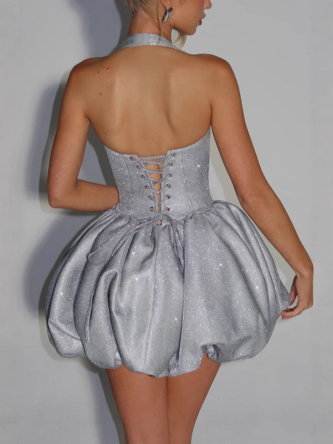 Elegant Sequin Halterneck Dress