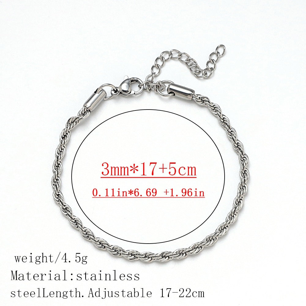 316L Titanium Steel Bracelet Waterproof Hypoallergenic Gold Plated Chain Jewelry for Men Women Unisex Fashion Accessories
