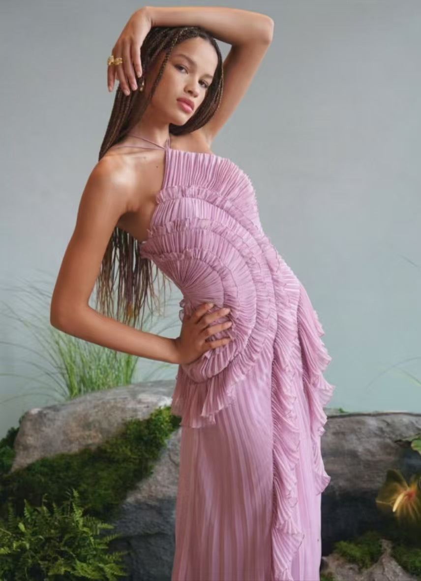 A chiffon flowing long dress