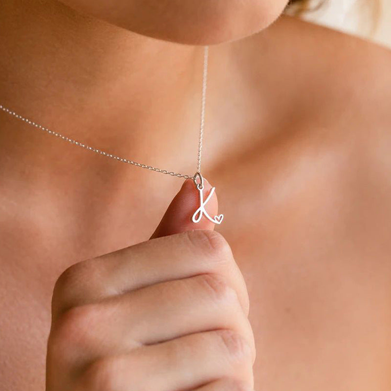 Alphabet Letter Stainless Steel Necklace