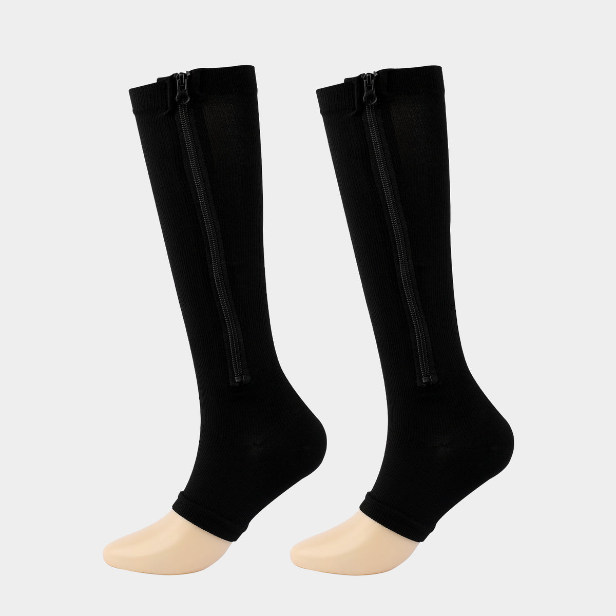 Sports Compression Socks with Zipper Nylon Elastic Mid-Calf