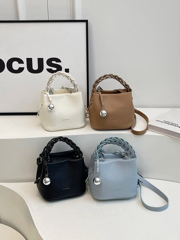 Women Handwoven Bucket Bag Simple Shoulder Crossbody Bag