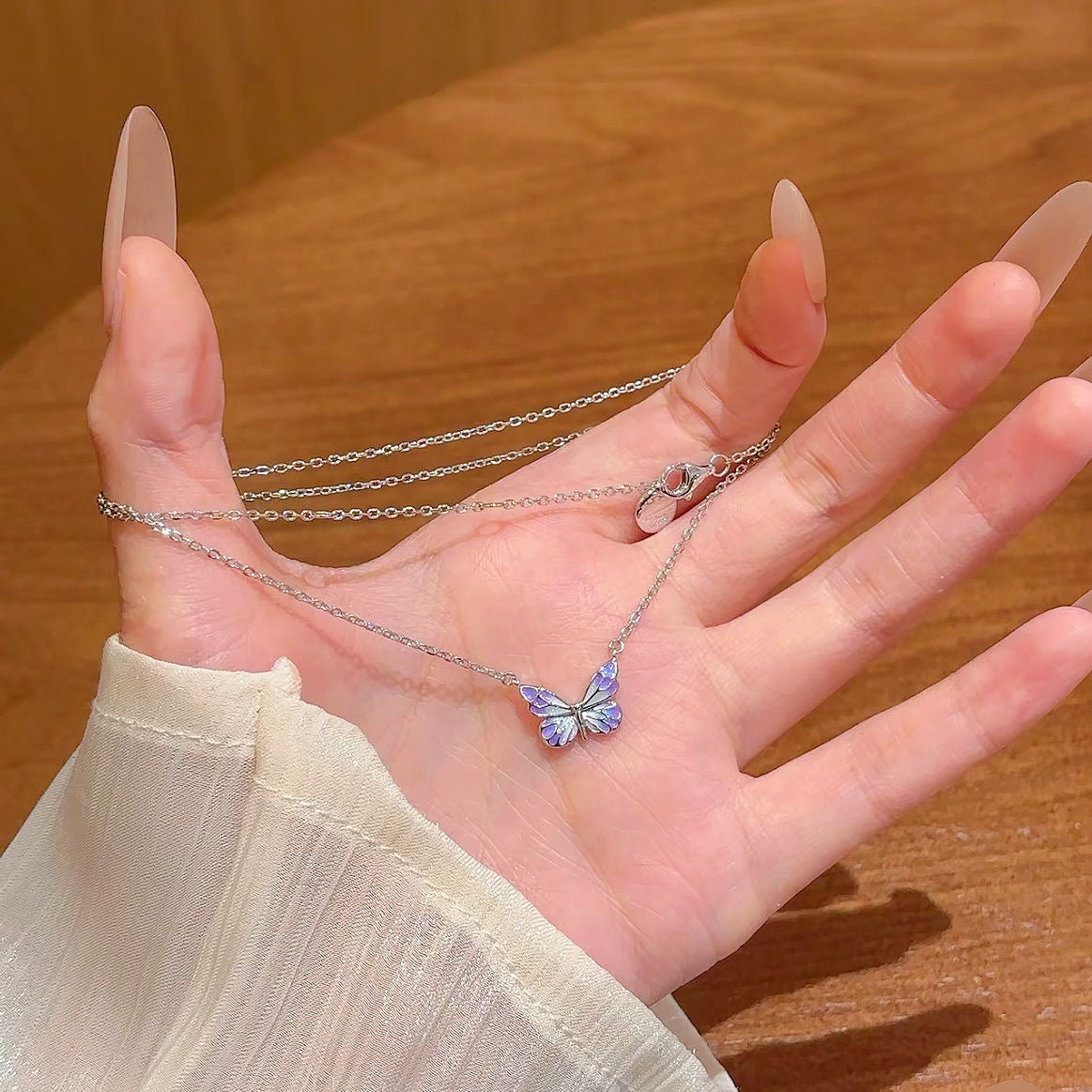 Luminous Butterfly Pendant Necklace