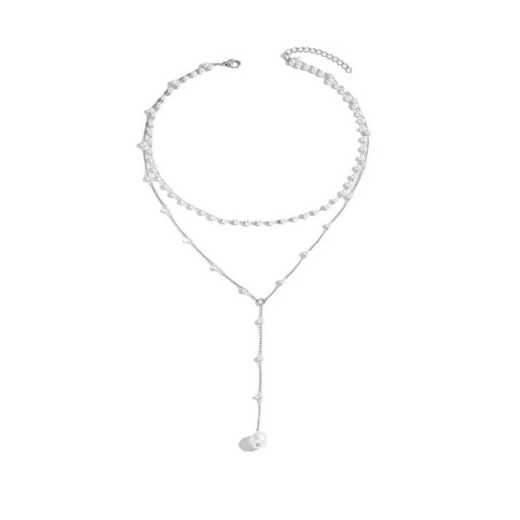 Y-Shape Pearl Tassel Layered Necklace