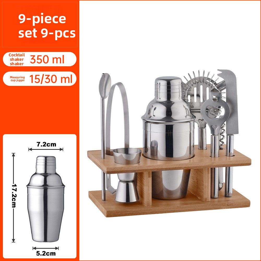 Professional Bartender Kit with Bamboo Rack Cocktail Shaker Set