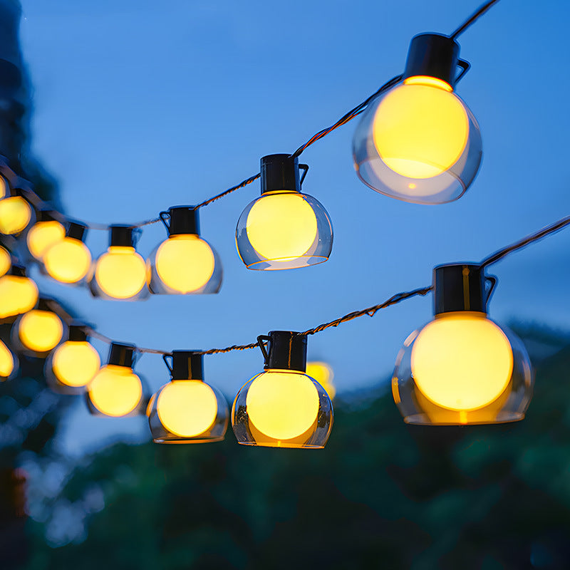 Tent canopy ambiance string lights for weddings