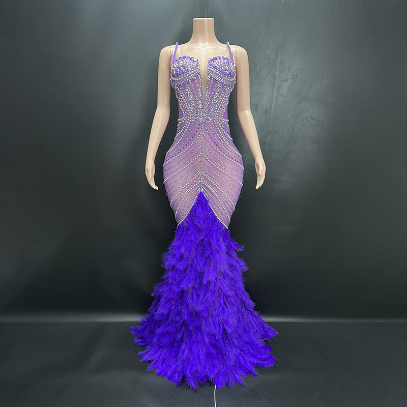 Diamond Embellished Evening Dress