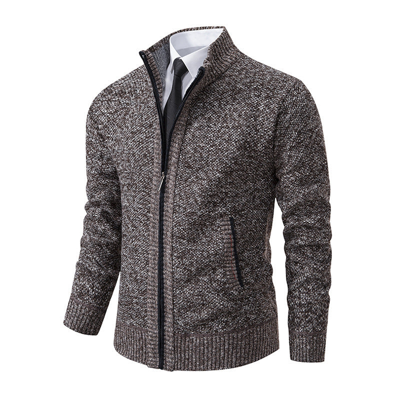 Plus Size Men Stand Collar Casual Cardigan Jacket