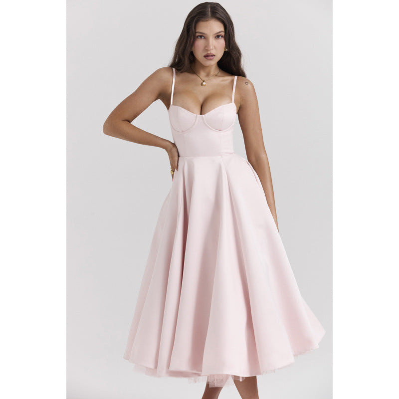 French Style Mesh Princess Dress with Flared Hem