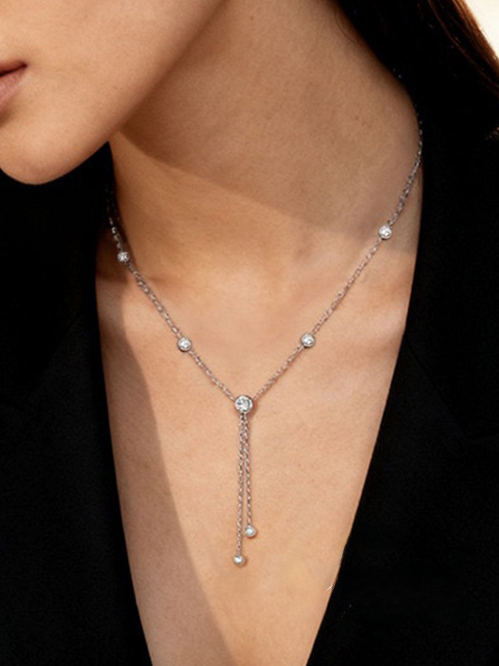 Moissanite Layered Tassel Necklace