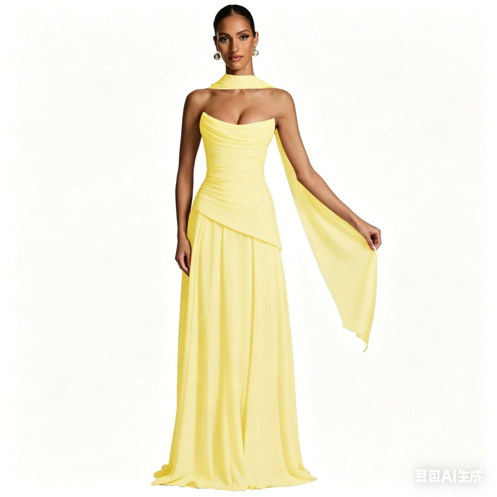 Strappy Slim-Fit Tube Evening Dress